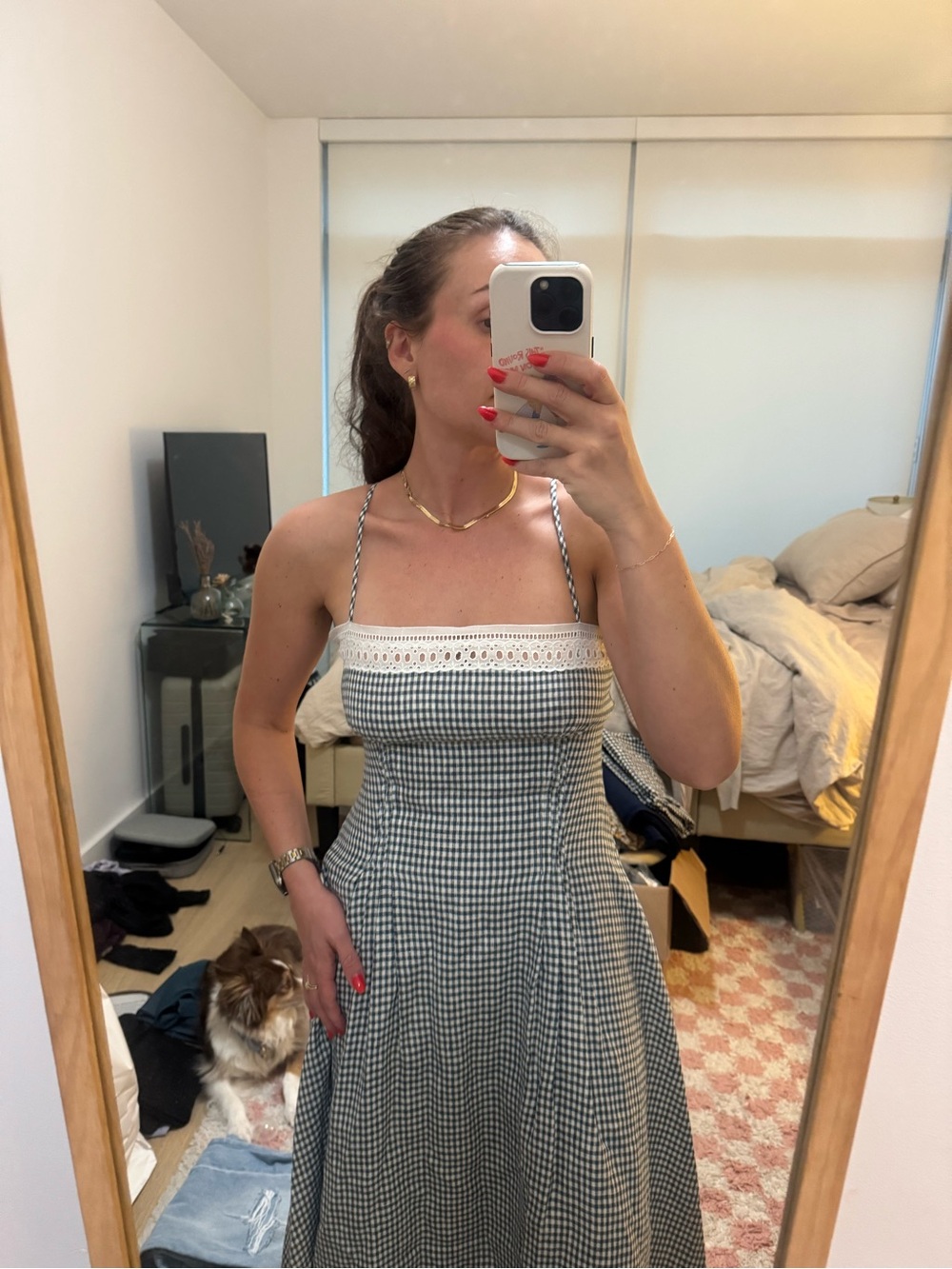 Reformation Pomona Linen gingham Midi Dress - Lightweight NWT - 4 - Picture 3 of 4